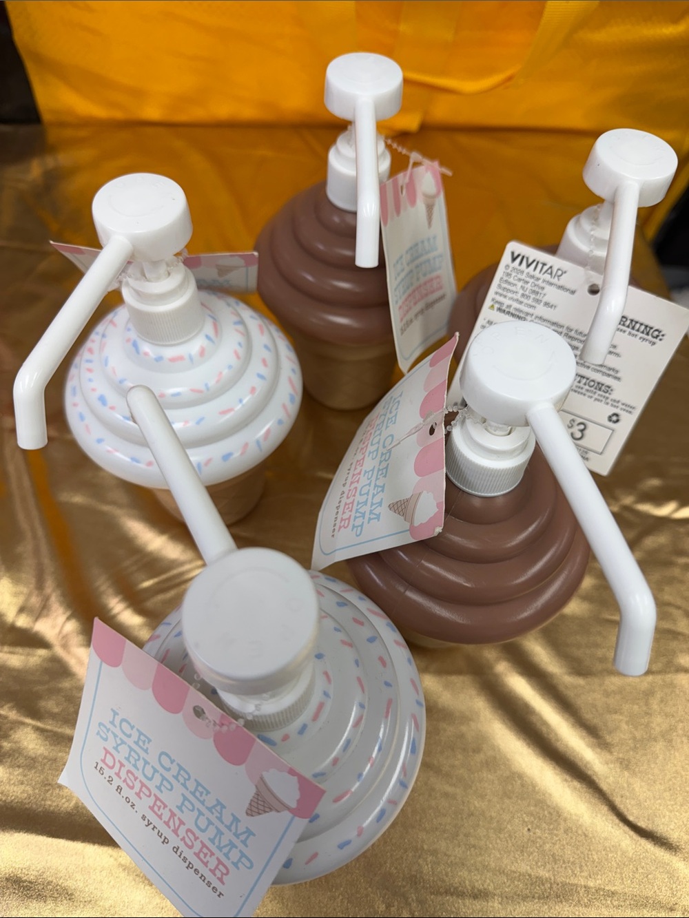 Ice Cream Syrup Pump Dispenser Bundle 5 pack - White & Chocolate 15.2 fl oz new